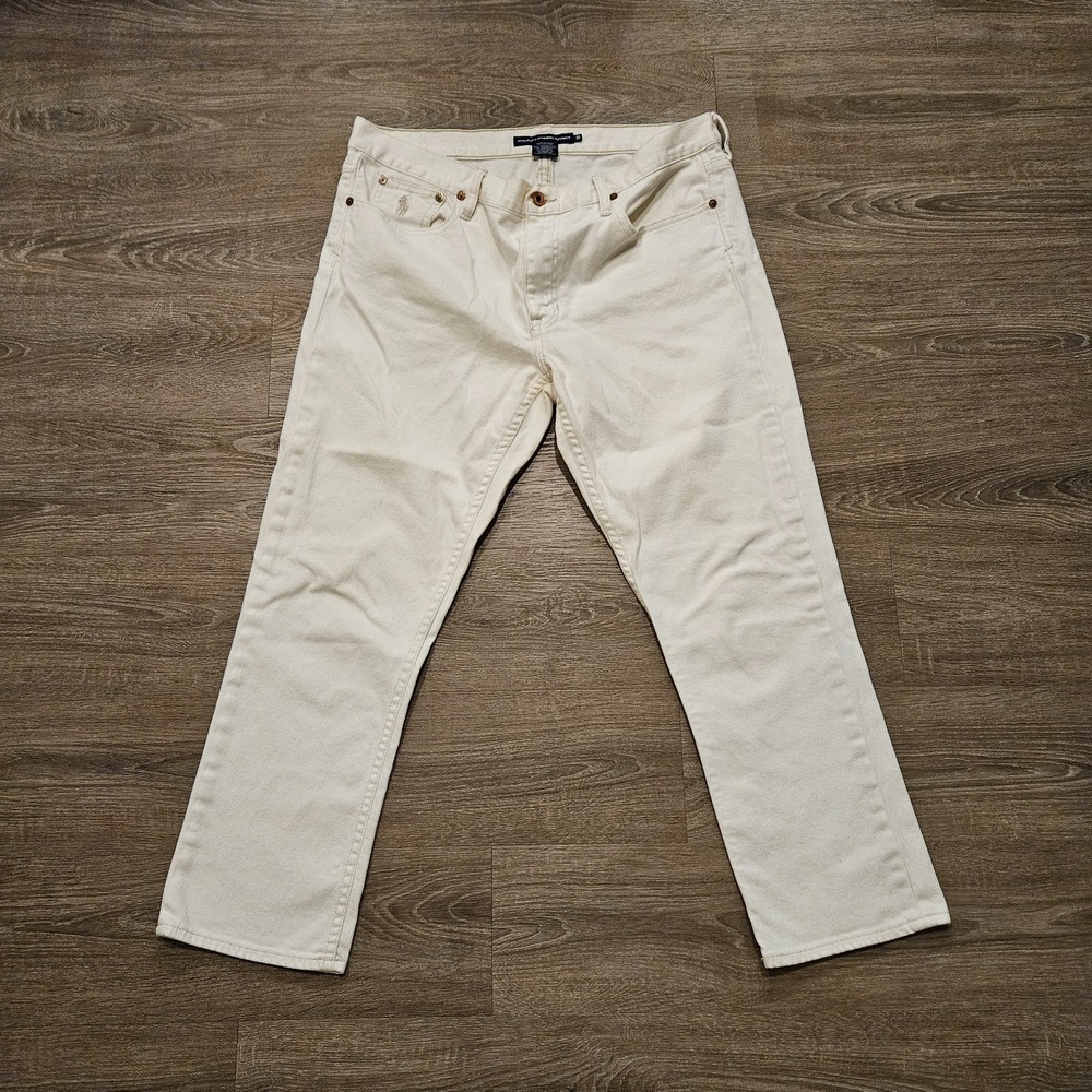 Ralph Lauren Sport Jeans Womens 31 Cream White Straight Leg Pony Denim